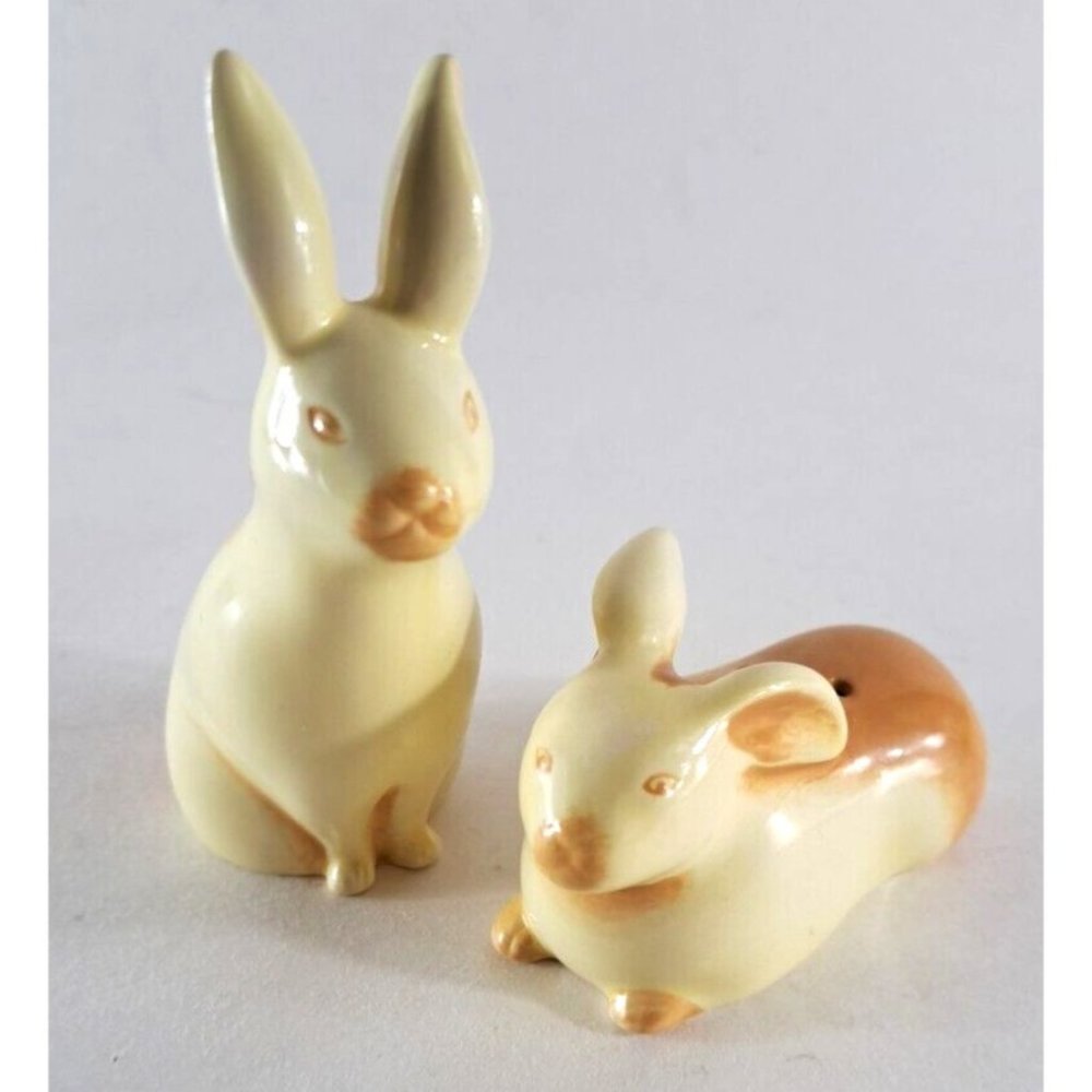 Bunny Rabbit Salt & Pepper Shakers Porcelain Spring Easter Cottage Farmhouse